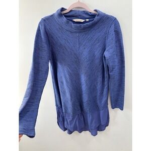 Soft Surroundings Blue Layered Hem Tunic Top XS Long Sleeve Lagenlook Boho
